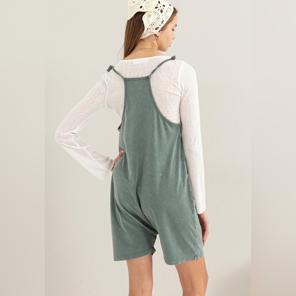 #079 Cute Dark Teal Cami Romper - Picture 3 of 5